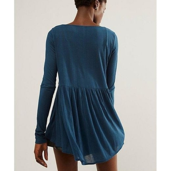 🌴 NWOT, "free people," "Pretty, please lace tunic top/dress 💙💚 - Picture 13 of 16